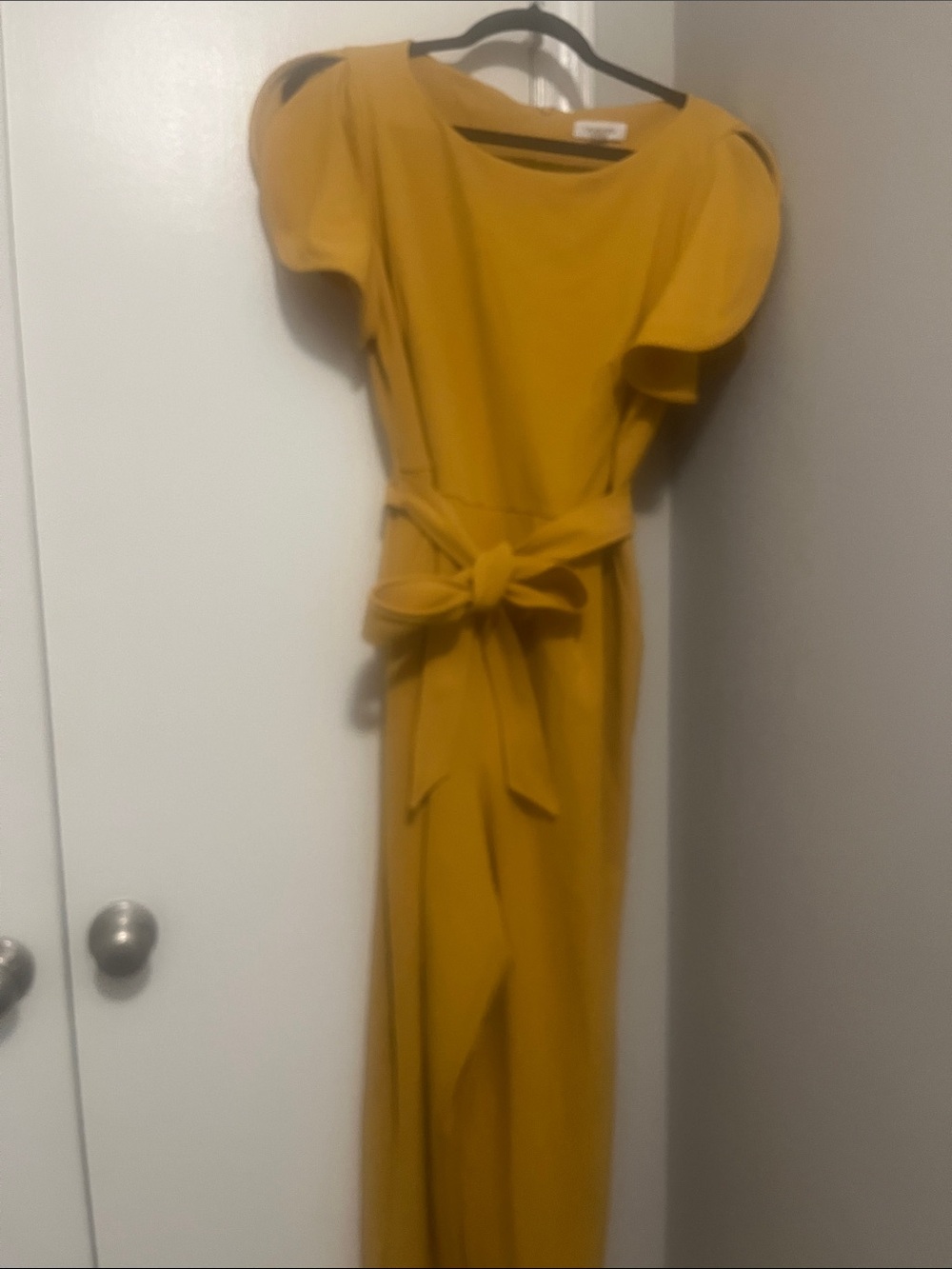 Calvin Klein Mustard Yellow Maxi Dress with Self-Tie Belt